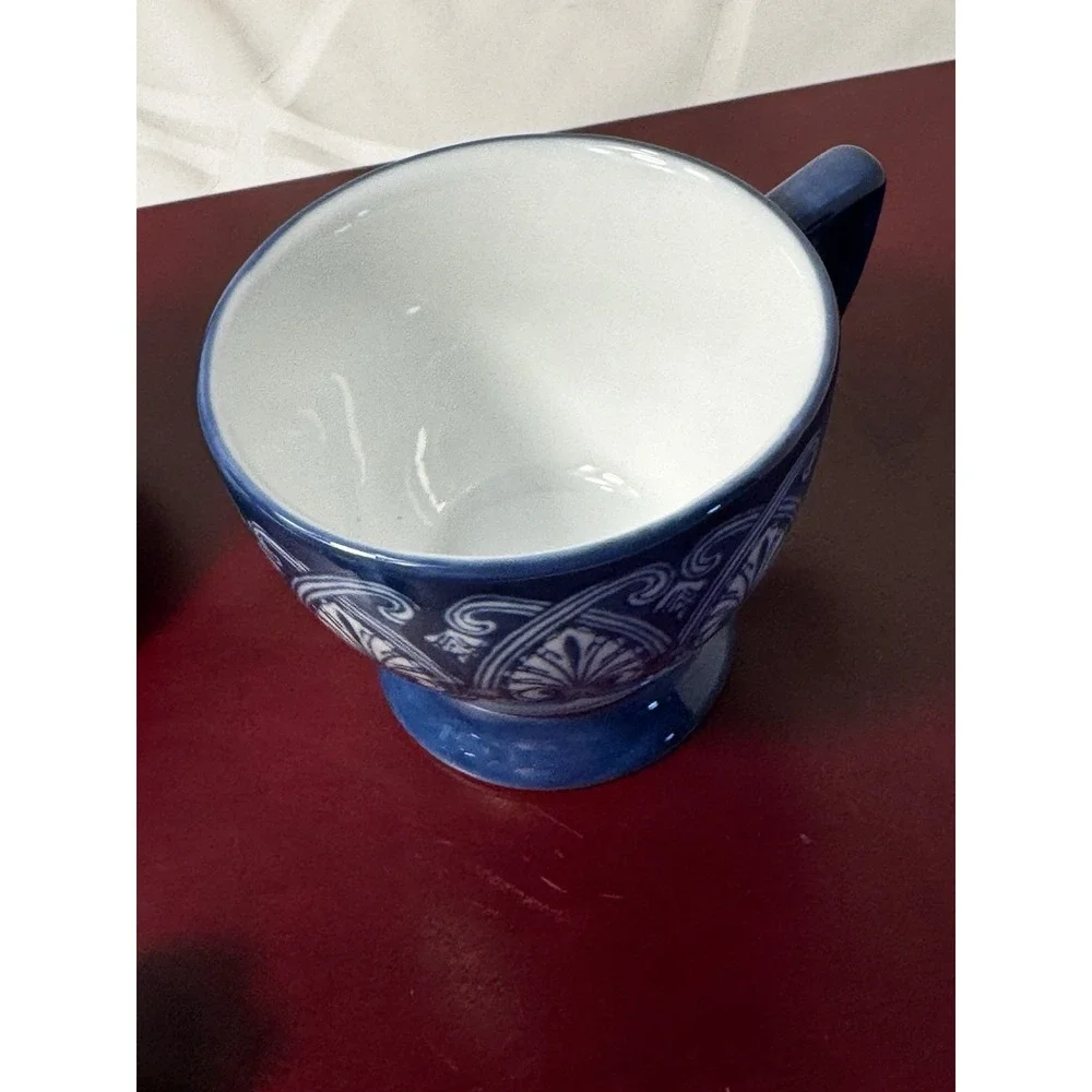Bombay Company Stackable Tea Pot and Cup Blue & White Porcelain 8